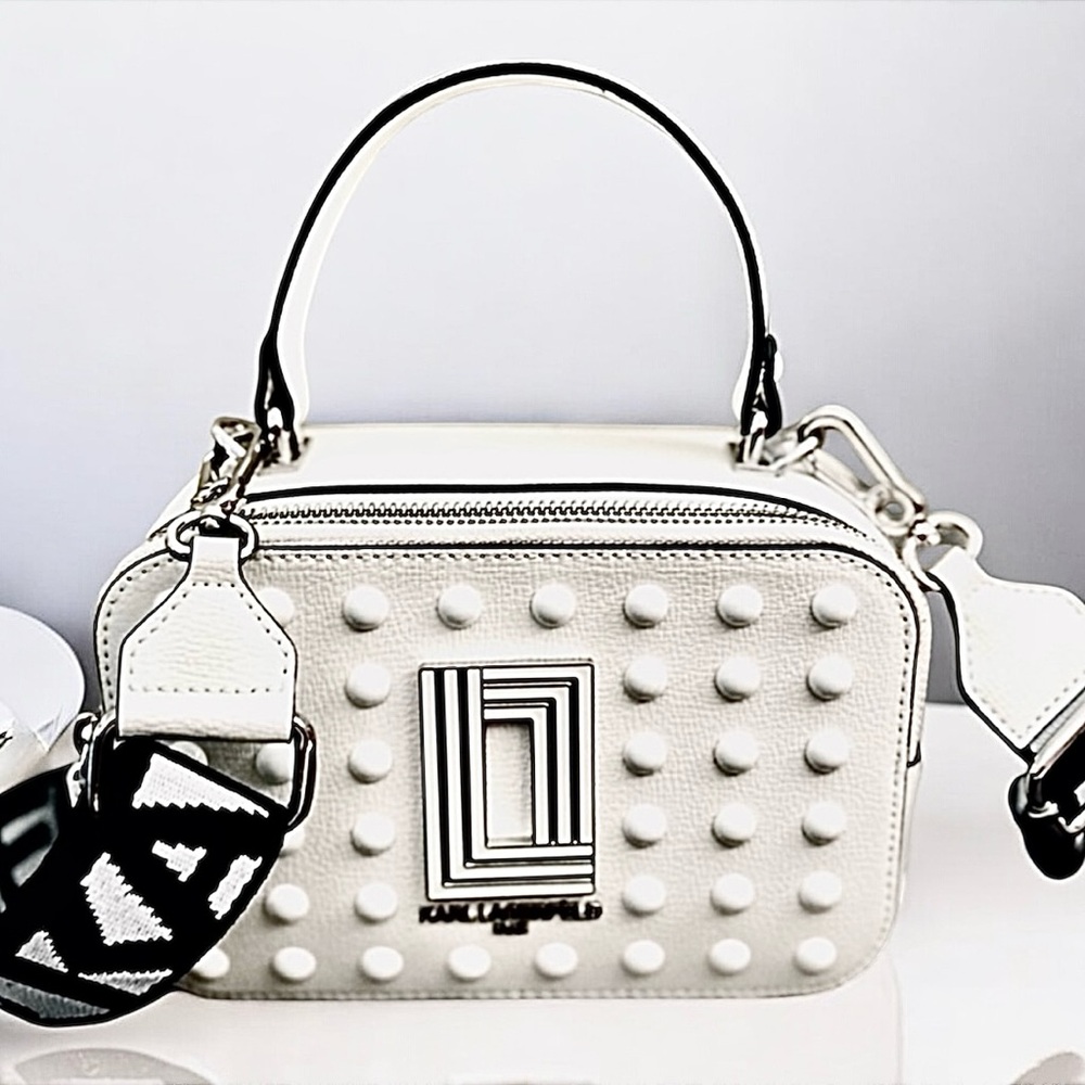 Karl Lagerfeld | Simone Crossbody Camera Bag with Top Handle and Webbing Strap